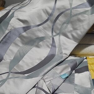 Modern Wave Pattern Duvet Cover - Gray & Light Blue